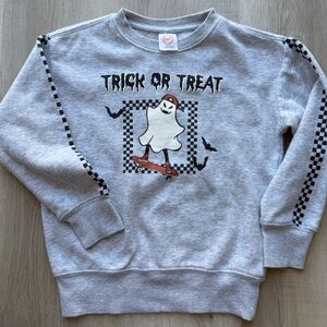 Kids Wonder Nation Gray Halloween Graphic Sweatshirt with Black & Orange Print